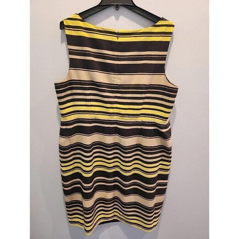 Eloquii Striped Sheath Dress Sleeveless, neutral colors, plus size, Knee Length - Picture 3 of 6